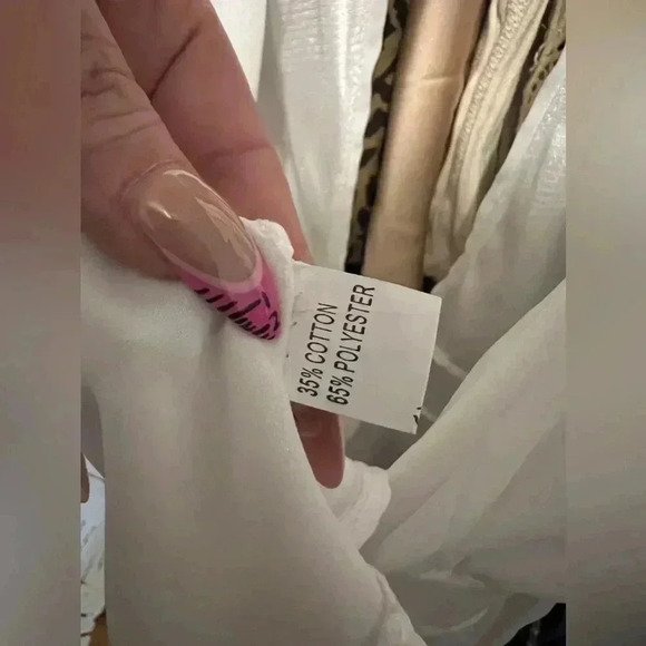 White Deep Plunge Dressy Top Peplum Chiffon Satin - Picture 7 of 10